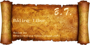 Báling Tibor névjegykártya